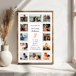 Poster Colagem de Fotos Personalizada do Aniversário de 1