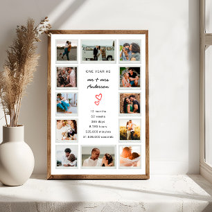 Poster Colagem de Fotos Personalizada do Aniversário de 1