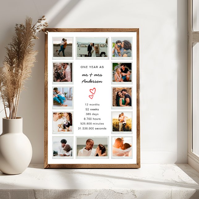 Poster Colagem de Fotos Personalizada do Aniversário de 1 (Criador carregado)