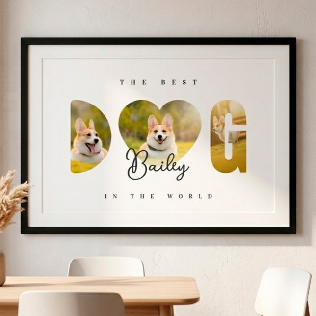 Póster Colagem de Fotos Personalizada do Melhor CÃO 3 (The Best Dog Photo Collage Poster)
