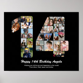 Poster Colagem de Fotos Personalizada do Número 14 de Ani