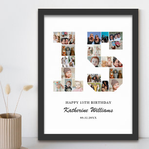 Poster Colagem de Fotos Personalizada do Número 15 de Ani