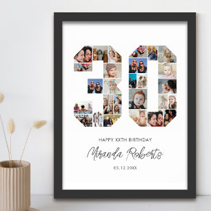 Poster Colagem de Fotos Personalizada do Número 30 do ani