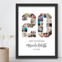Colagem de Fotos Personalizada do Número de Aniver