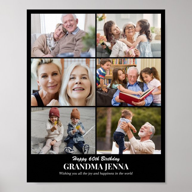 Poster Colagem de Fotos Personalizada em Grid 6 Fotos 8x1 (Frente)