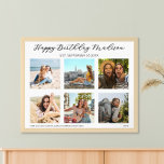 Poster Colagem de Fotos Personalizada Feliz Aniversário<br><div class="desc">Crie seu próprio impressão de poster de colagem de fotos de aniversário personalizado. Simples de personalizar adicionando seis de suas fotos favoritas e texto personalizado,  incluindo data de aniversário,  mensagem ou citação.</div>