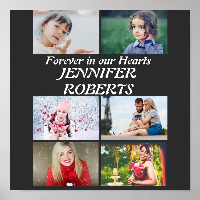 Poster Colagem de fotos personalizada moderna para funera (Frente)