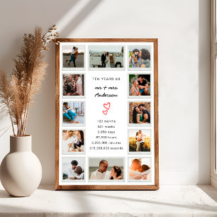 Poster Colagem de Fotos Personalizada Moderno 10º Anivers