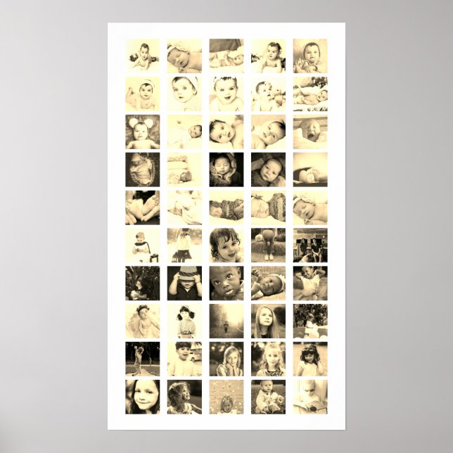 Poster Colagem de Fotos Personalizada (Sepia) (Frente)