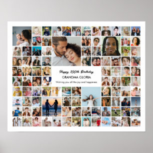 Poster Colagem de Fotos Personalizadas 100 Fotos Aniversá