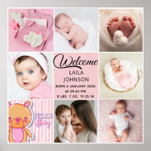 Poster Colagem de fotos personalizadas com nome e bebê me