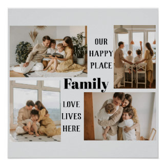 Póster Colagem de Fotos Personalizadas da Família