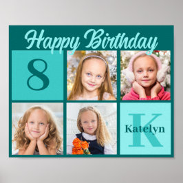 Poster Colagem de Fotos Personalizadas de Aniversário em 