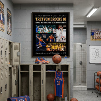 Poster Colagem de Fotos Personalizadas de Basquetebol Núm