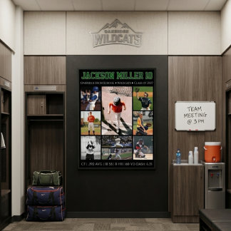 Poster Colagem de Fotos Personalizadas de Beisebol para F