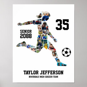 Poster Colagem de Fotos Personalizadas de Futebol Feminin