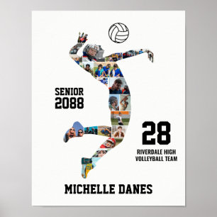 Poster Colagem de Fotos Personalizadas de Volei Feminino