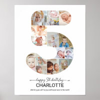 Colagem de Fotos Personalizadas Número 5 Aniversár