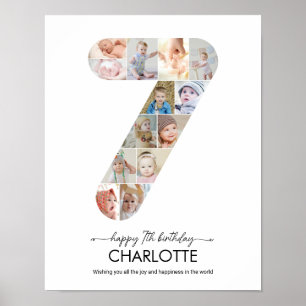Poster Colagem de Fotos Personalizadas Número 7 para Aniv