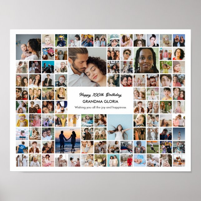 Poster Colagem de Fotos Personalizadas Presente de 100 Im (Frente)