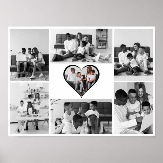 Poster Colagem de Fotos Preta e Branca 7 (Frente)