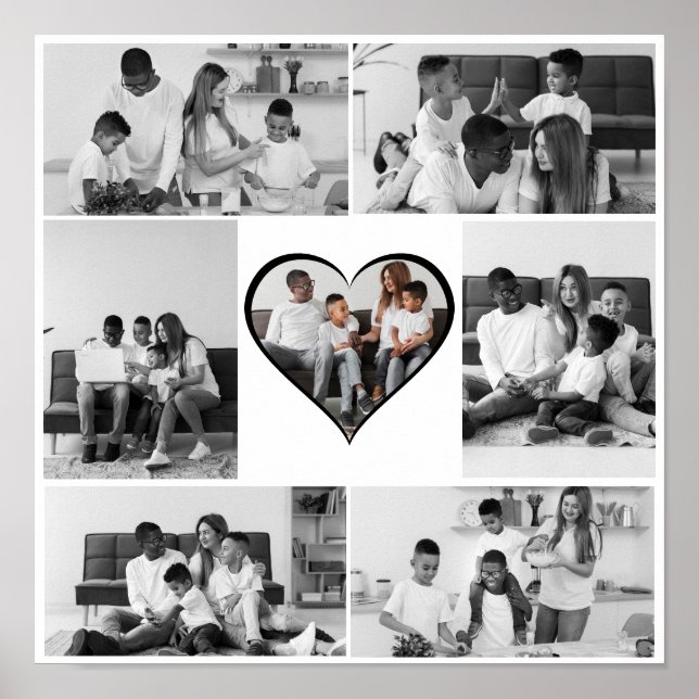 Poster Colagem de Fotos Preta e Branca 7 (Frente)