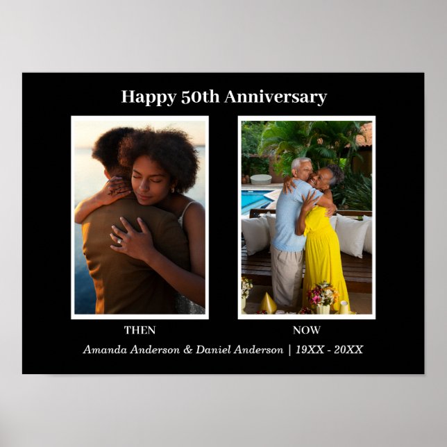 Poster Colagem de Fotos Preto e Branco 2 Aniversário (Frente)