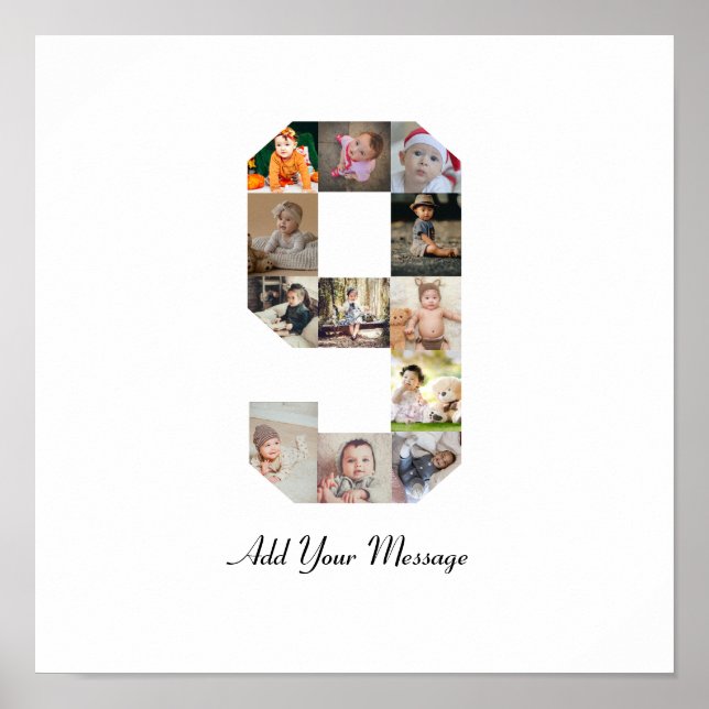 Poster Colagem de Fotos Preto e Branco Número 9 (Frente)