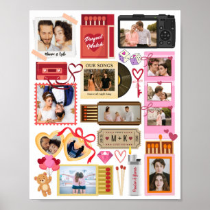 Poster Colagem de Fotos Retro de Casal Caixa de Fósforos
