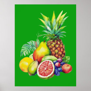Poster Colagem de Frutas Tropicais
