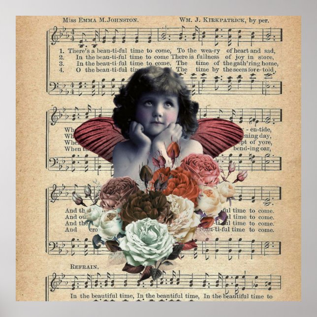 Poster Colagem de Garota Vintage Cherub (Frente)