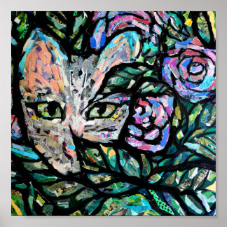 Poster Colagem de Gatos de cinza Colagem de Gatos de Gati