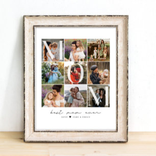 Poster Colagem de grade de 9 fotos com script moderno par