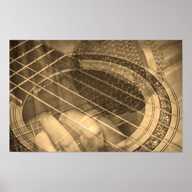 Póster Colagem de guitarrista cantor artista (Frente)