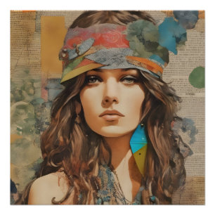 Póster Colagem de Homens Hippie dos anos 70