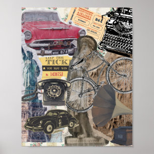 Poster Colagem de Itens de Vintagem Eclética