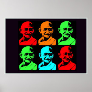 Póster Colagem de Mahatma Gandhi