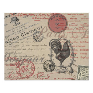Póster Colagem de Manuscrito Francês