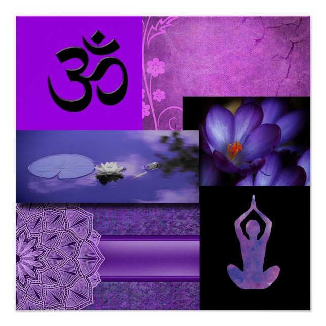 Póster Colagem de Meditação Purple Lotus & Crown Chakra (Frente)