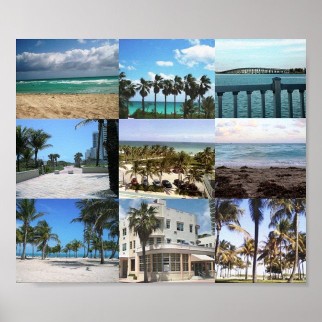 Poster Colagem de Miami - 50 Tons de Azul (Frente)
