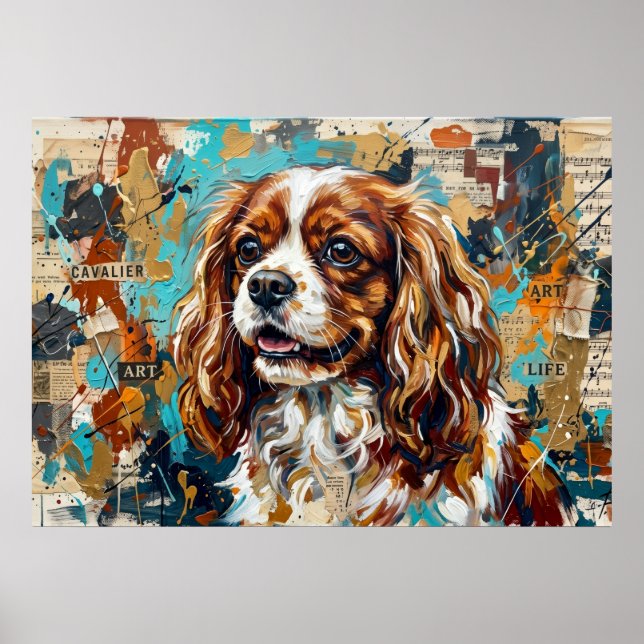 Poster Colagem de Mídia Mista do Cavalier King Charles Sp (Frente)