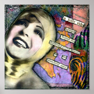 Póster Colagem de mídia mista impressa na canvas