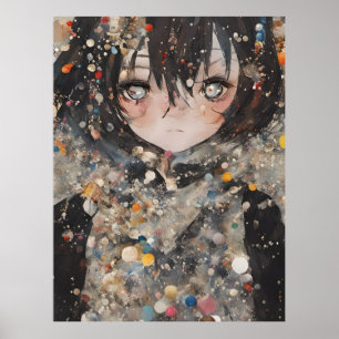 Poster Colagem de Mulher Anime