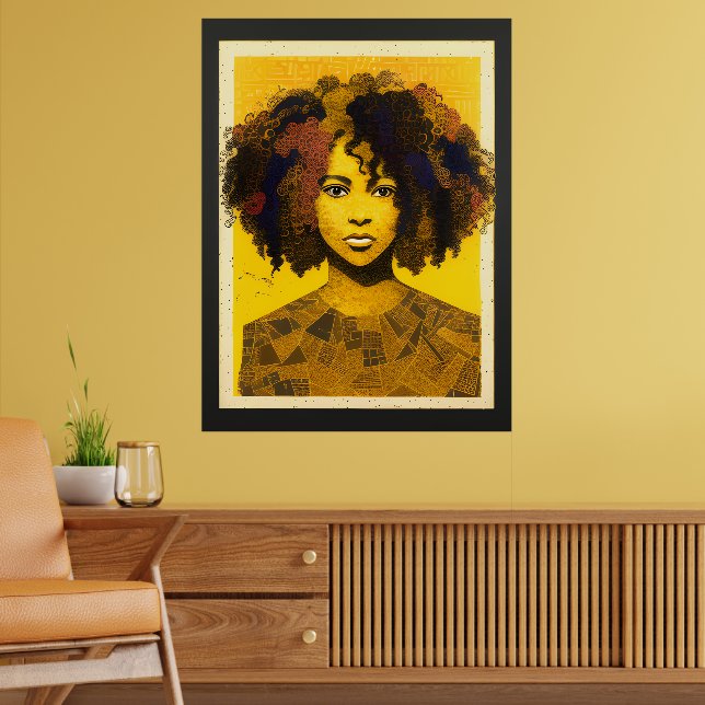 Poster Colagem de Mulheres Afro-Americanas Curly Hair (Sala de Estar 2)