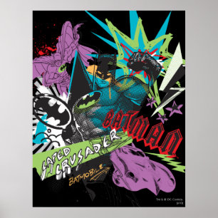 Poster Colagem de Neon Crusader com Capa Batman