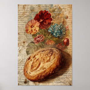 Poster Colagem de Pão e Flor