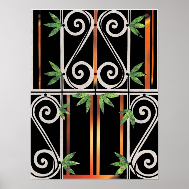 Poster Colagem de papel verde-preto GUANTANAMO (Frente)