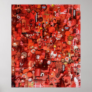 Poster Colagem de peças de jogos de conselho vermelho