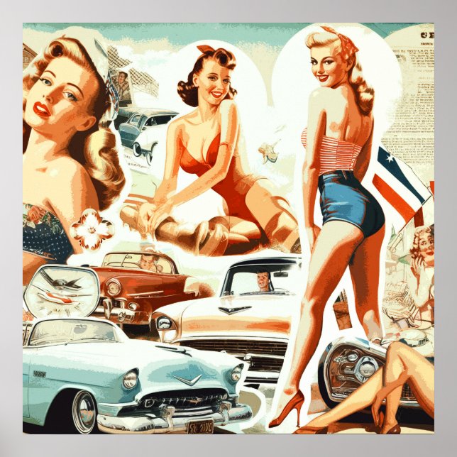 Poster Colagem de Pinups Retro (Frente)
