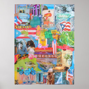 Póster Colagem de Puerto Rico